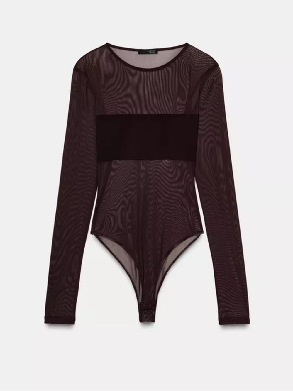 Zara Sheer Black Long-Sleeve Mesh Bodysuit